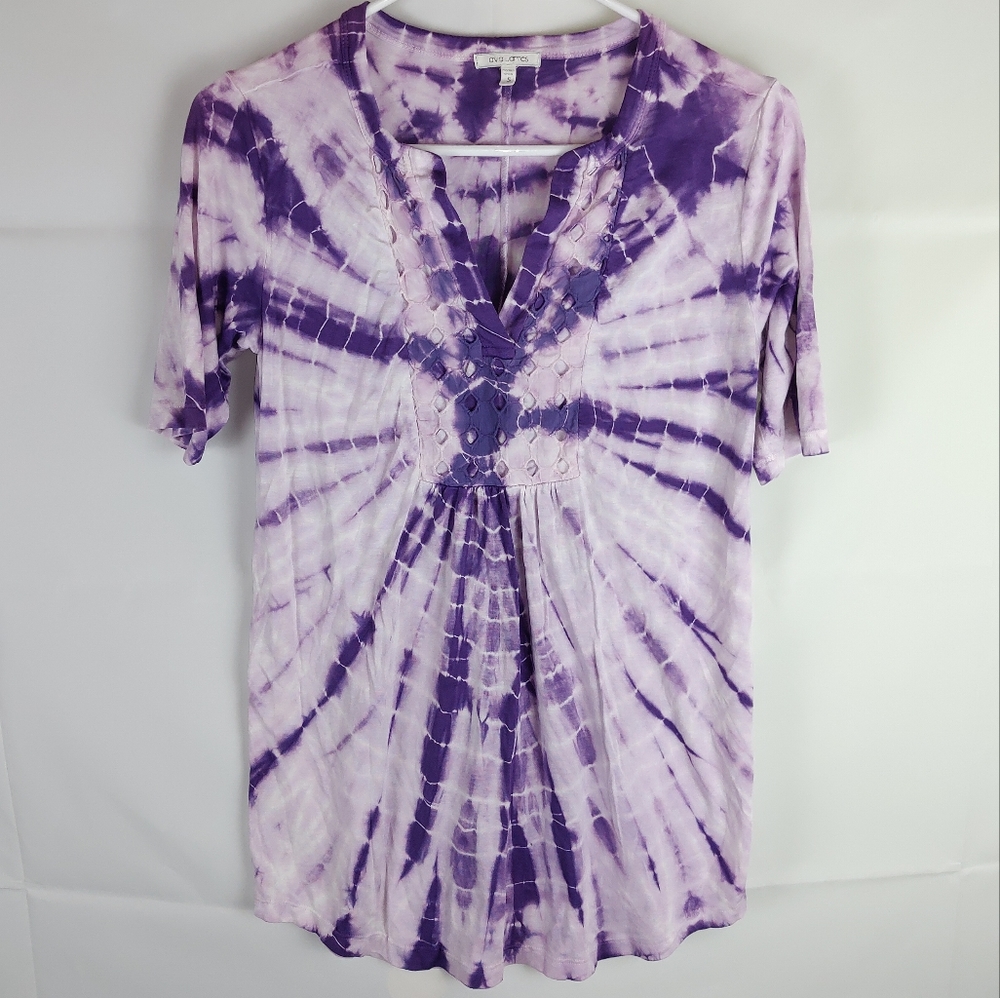 Ava James Tie-Dye T-Shirt Blouse Top Womens S Hippie Casual Indie Gorpcore